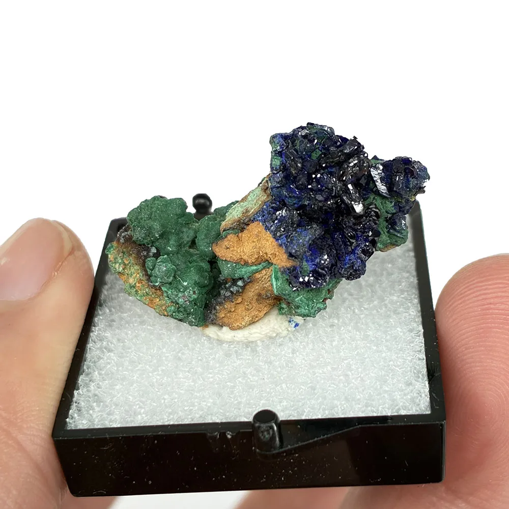 100% Natural Azurite Malachite Mineral Crystal Specimen From Laos Teaching Specimen Box size:35*35 mm