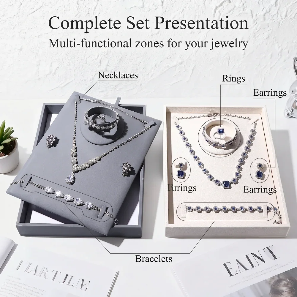 

Витрина-органайзер из ПУ кожи для ювелирных изделий: подставка для колец, серег, браслетов, кулонов и цепочек