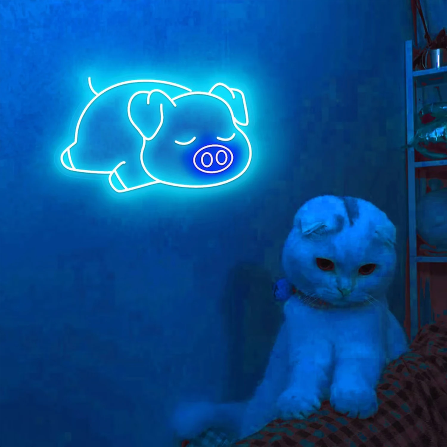 Sleeping Pig-letreros de neón Led para dormitorio de niños, niñas, hombres, Damas, cueva, sala de juegos, Linda decoración de pared, Lámpara USB iluminada