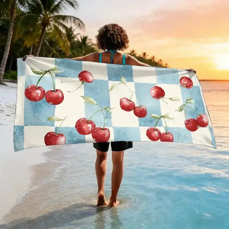 A Vintage Picnic Party Themed Beach Towel, Suitable for a Fruit Festival,Soft,Absorbent,Quick-Drying,Applicable in Six Scenarios