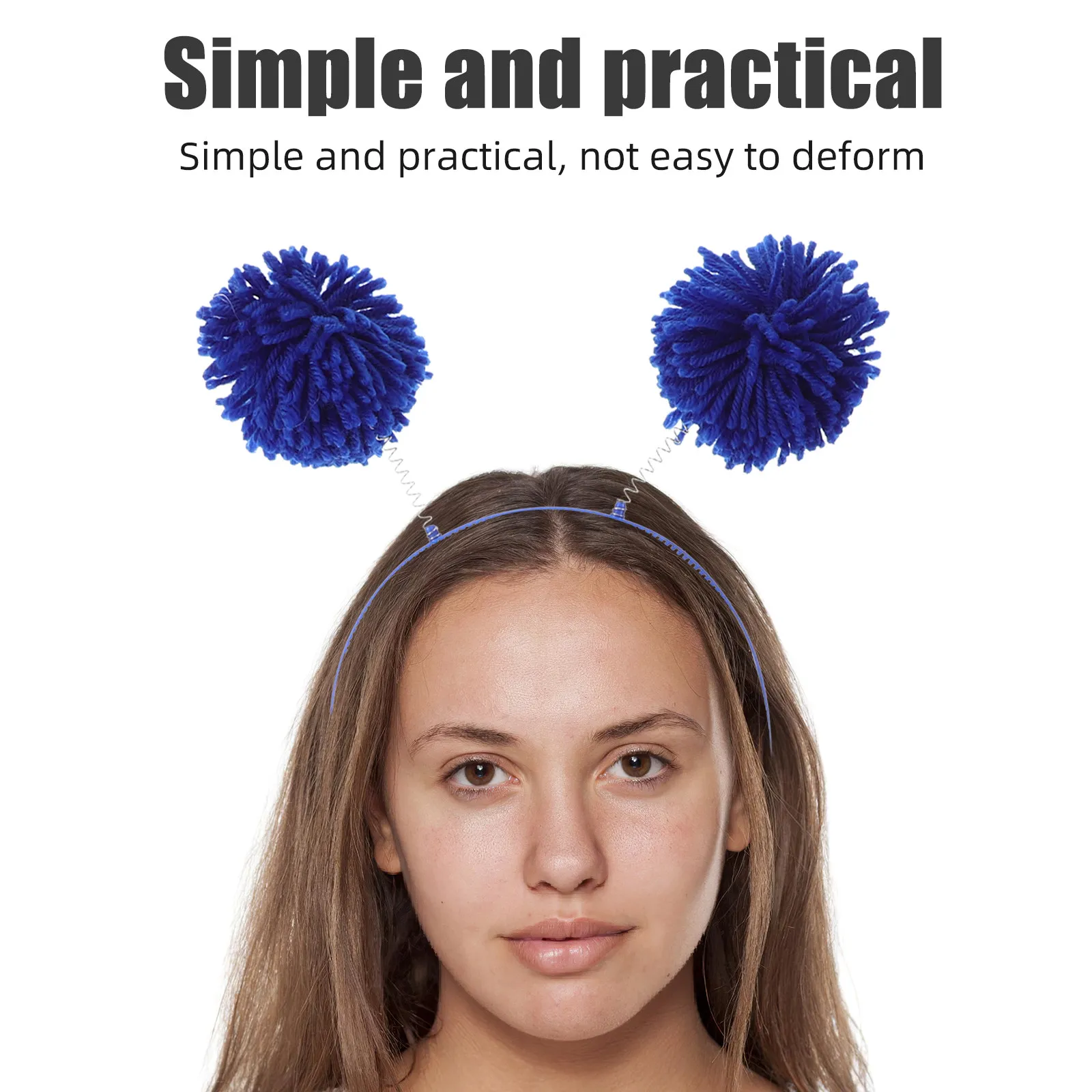 

8Pcs Party Headwear Pom Pom Tinsel Wrapped Ponytail Headband Birthday Christmas New Year Blue Streamer Headdress