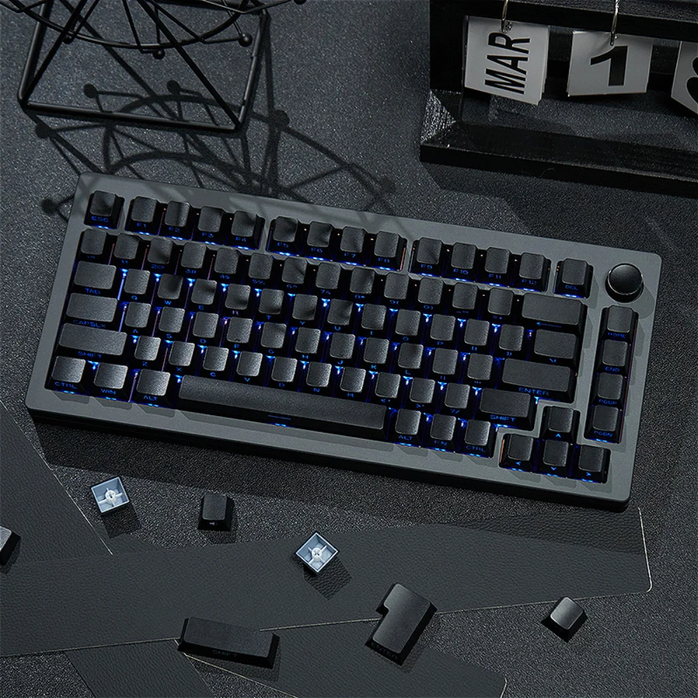 

Black side translucent keycaps white side translucent minimalist keycaps PBT for Wooting and other wireless mechanical keyboards