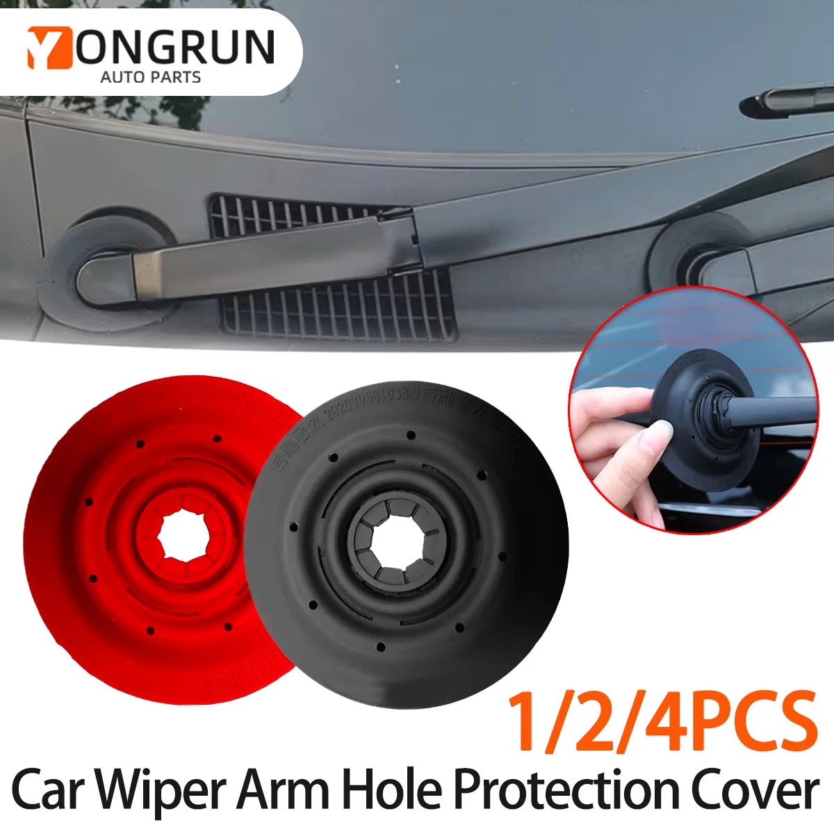 YONGRUN 1/2/4PCS Wiper Arm Hole Protective Cover Dustproof And Anti Falling Leaf Car Windshield Wiper Silicone Protective Cover