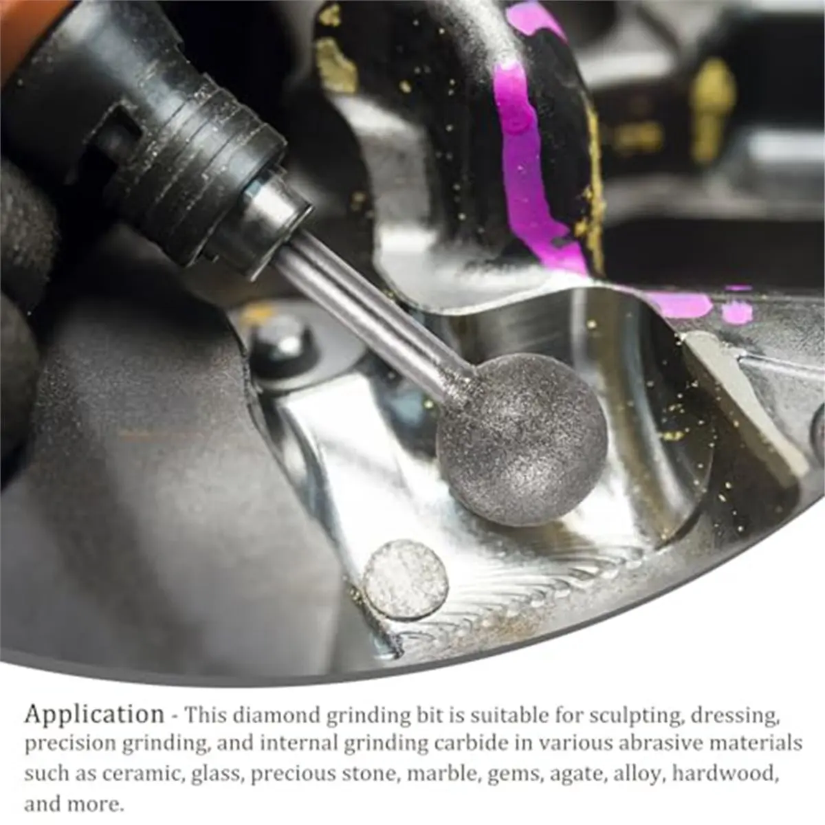 12mm Metal Ball Burr Grit 120 Spherical Grinding Head Rotary Bits 6mm Shank for Jewelry Stone Glass Carving Polishing