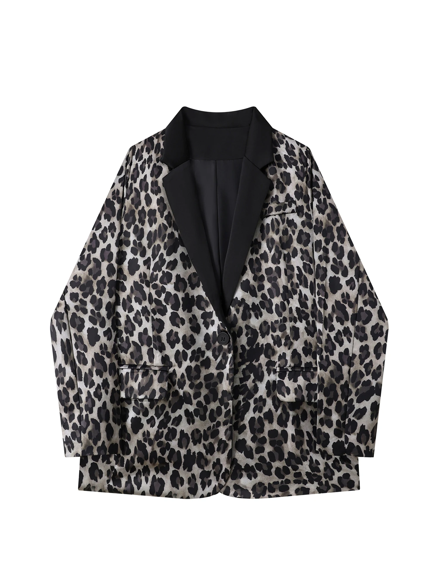 

Женский леопардовый пиджак Y2k Harajuku 2000-х годов, винтажный однобортный костюм с длинными рукавами, пальто, верхняя одежда больших размеров, осенняя одежда