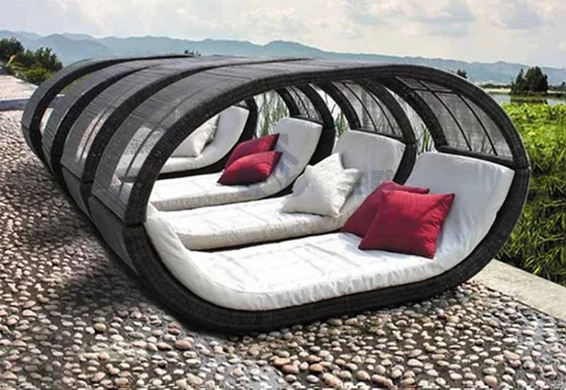 Outdoor balcony swimming pool Lazy outdoor sofa bed, beach loungers