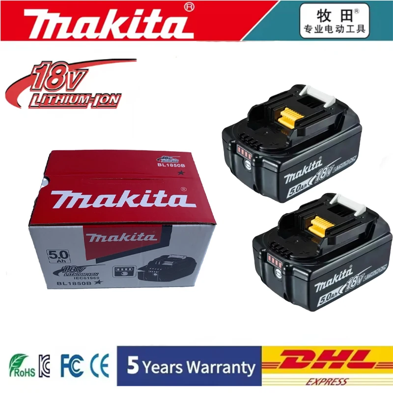 

2025 Original/Genuine Makita 6.0Ah Makita 18V Battery BL1860 BL1850B BL1850 BL1840 Replacement Lithium Battery TW004G DTD171