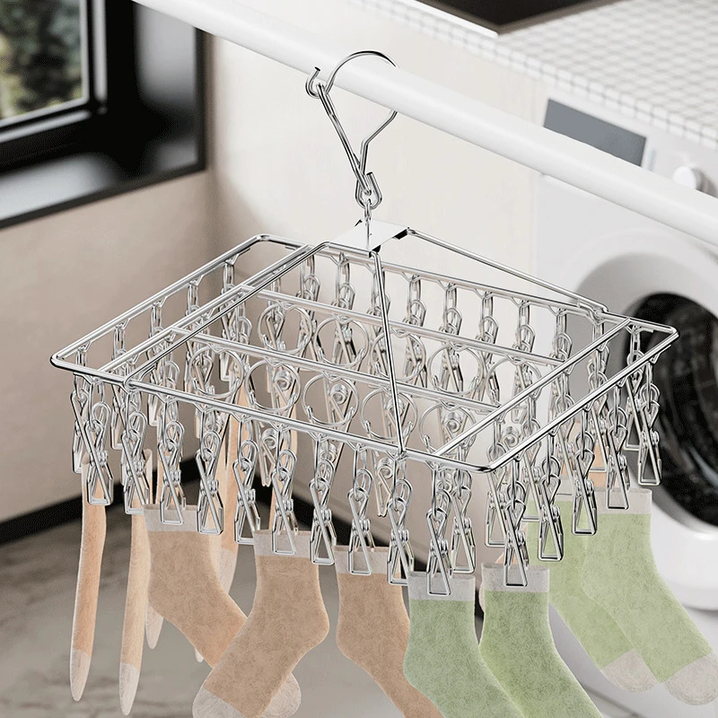 Steel Windproof Clothespin Laundry Hanger Clothesline Dryer Bra Towel Rack Clothes Airer Peg Hook Drying Sock view 2
