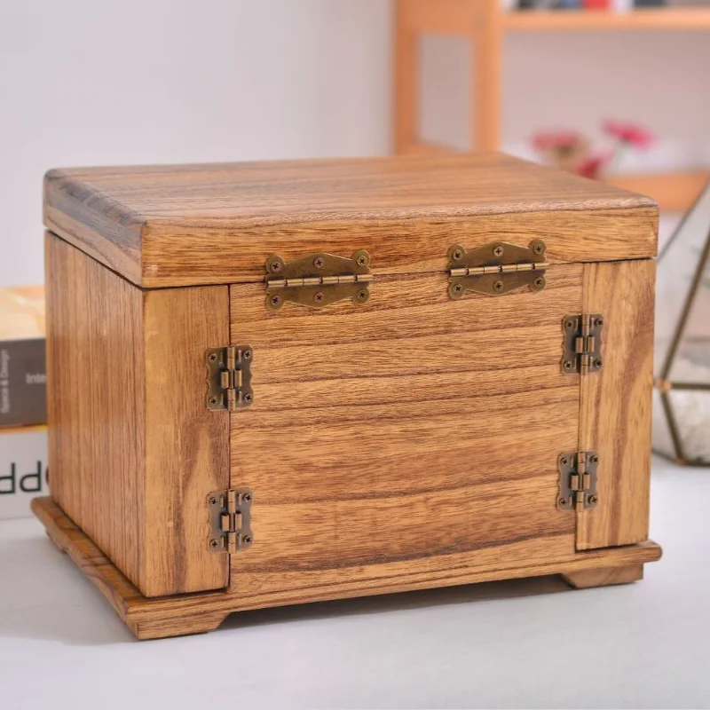 Wooden Jewelry Storage Box Drawer Ring Organizer Case Large Capacity Bracelet Display Box Desktop Necklace Collection Cases