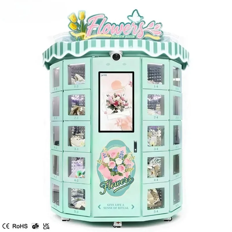 Flower Vending Machine 30-grid Flower Cabinet Outdoor Fresh Floral Flower Bouquet Vending Machine with 32-inch Touch Screen
