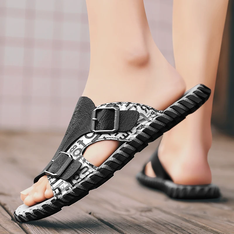 

Summer casual men's slippers Summer casual men's slippers Leisure Outdoor Beach Walk Plus Size Breathable adult shoes flat New