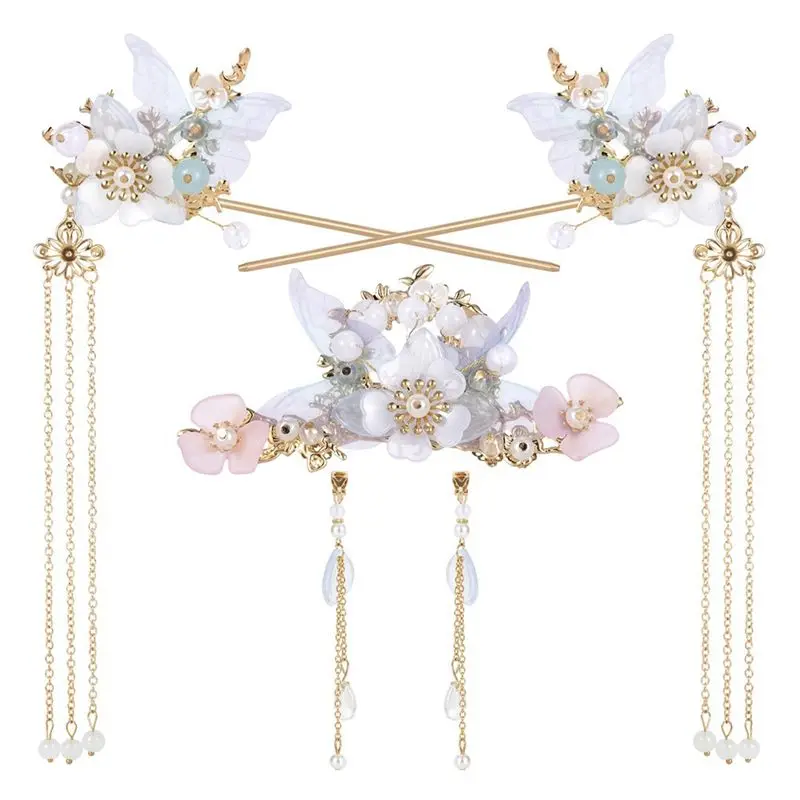 

Набор из 3 заколок для волос A95D с цветами камелии и кисточками, жемчужные заколки-украшения для волос в стиле ретро, китайские аксессуары для волос в стиле Ханьфу для невест на свадьбу