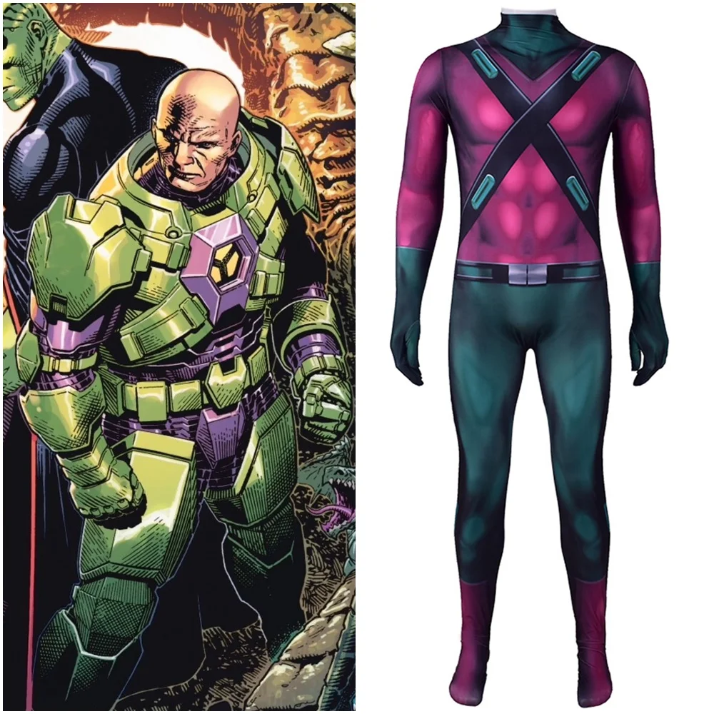 

Lex Luthor Costume Cosplay Suit Jumpsuit Bodysuit Comic Version Adult Kids