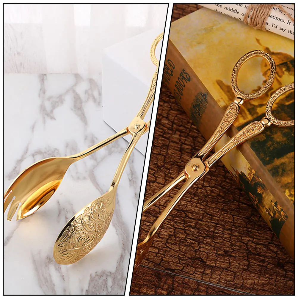 

Metal Salad Zinc Alloy Food Serving Tong For Home Party Restaurant Bread Clip Buffet Cake Tong Barbecue Tool Kitchen Accessory