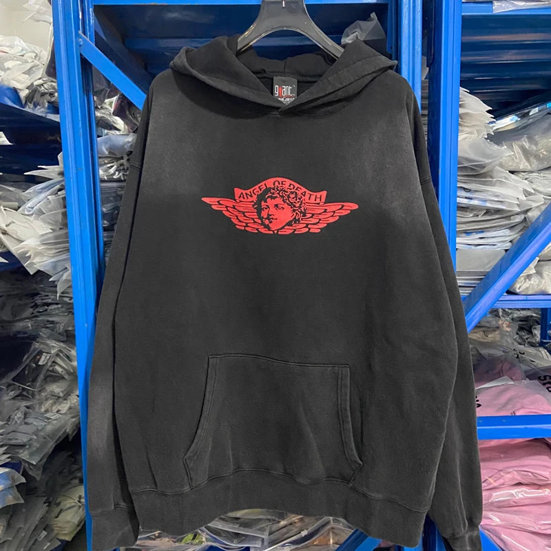 

25SS Autumn Winter SAINT Hoodie Wash Do Old Hole Print for Male and Female Hoodie Set