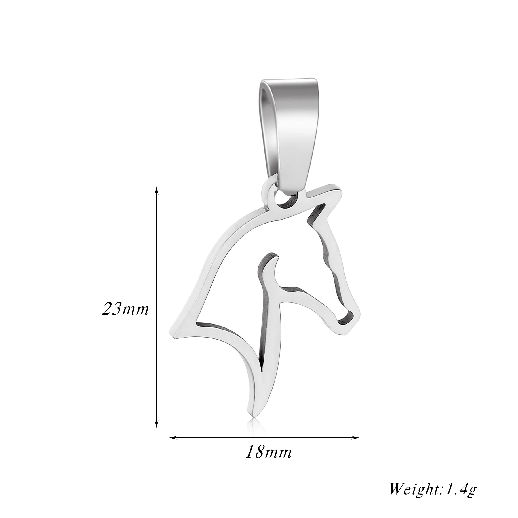 6 Stück Großhandel Pferdekopf-Anhänger Schmuck Edelstahl Halskettenanhänger Hochglanzpolierter Schmuck – Detail 1