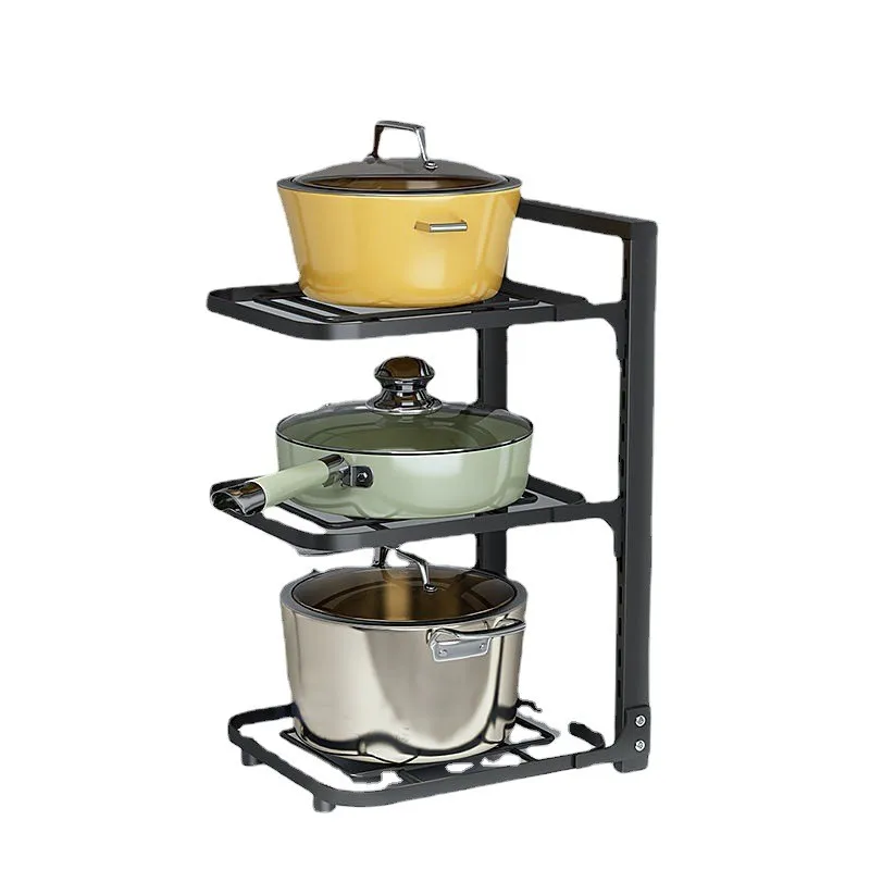 

Multi layer kitchen pot rack, heavy-duty metal pot rack, space saving kitchen countertop cabinet rack