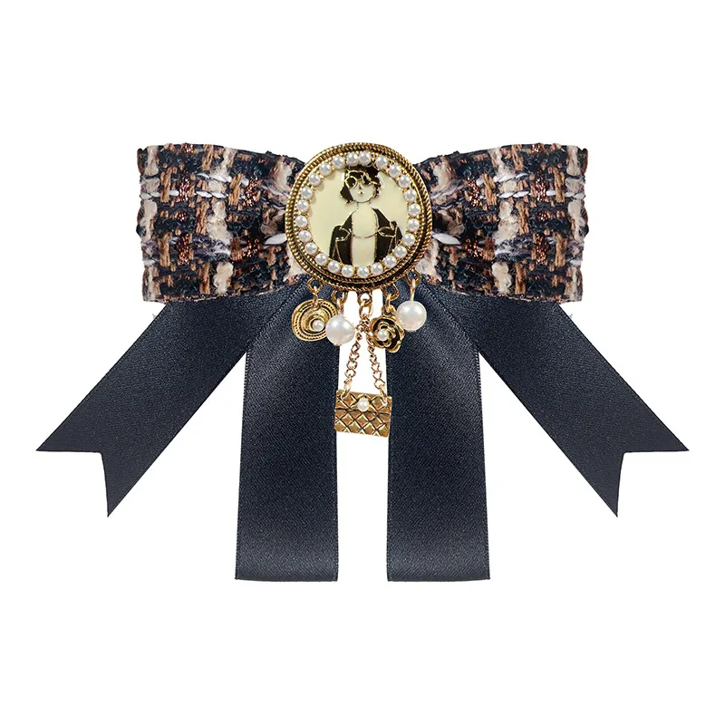 British Style Fabric Bow Brooches for Women Pearl Shirt JK Bowtie Elegant Collar Pins Wedding Fashion Jewelry Accessories Gifts