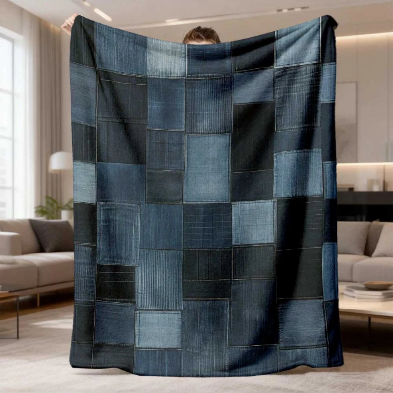 Vintage Plaid Diamond Patchwork Throw Blanket,Warm Sofa,Bed Cover,Birthday Anniversary Rustic Indoor Gathering Present