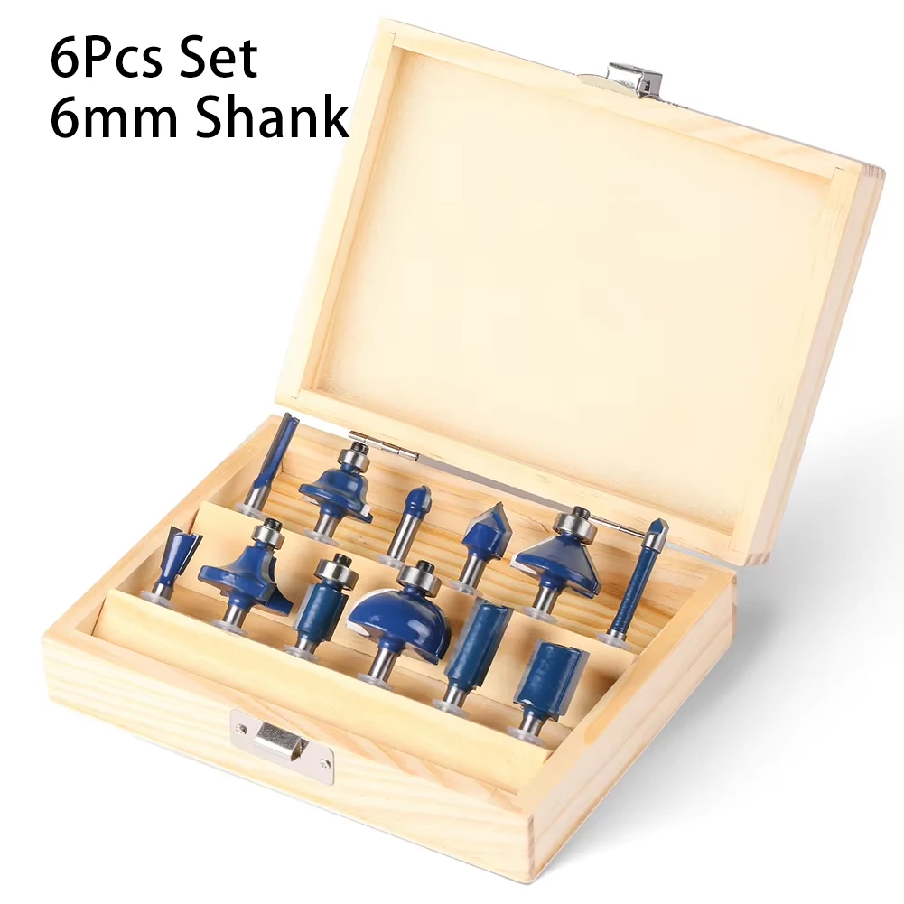 6mm Shank Router Bit Woodworking Tools Engraving Machine Sturdy 12Pcs Wood Box Milling Cutter Set