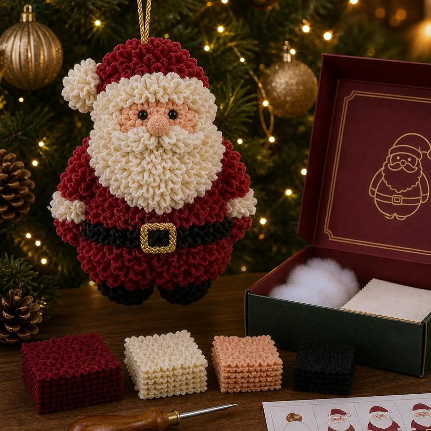 3D Fabric Poke Christmas Ornament Kit, No-Sew DIY Craft Set (Snowman)