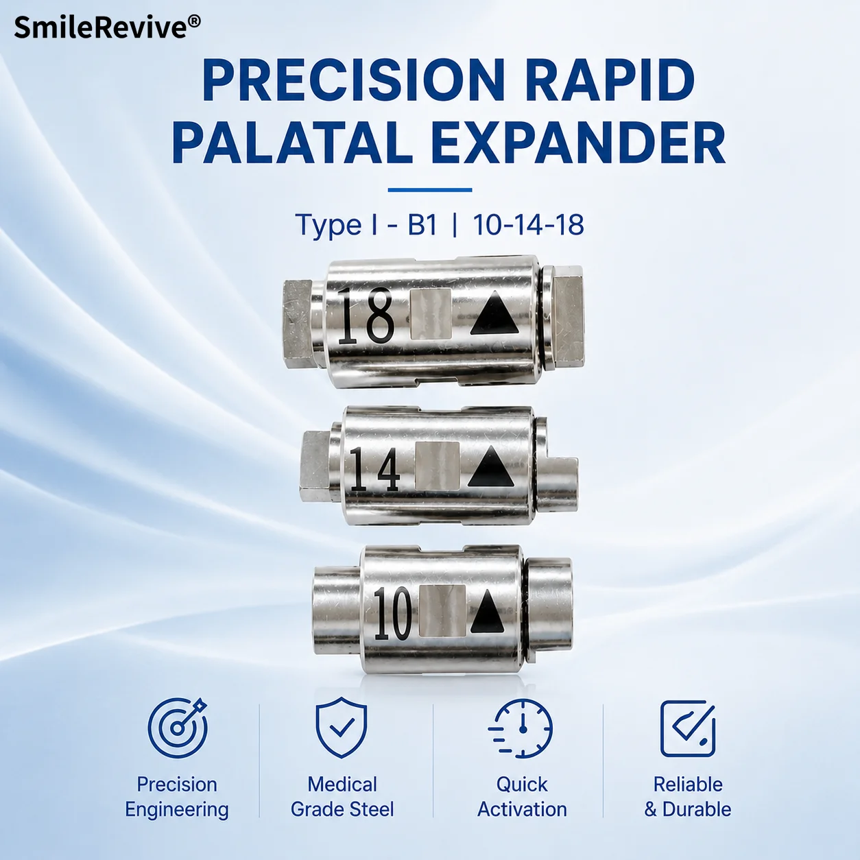 SmileRevive Stainless Steel Orthodontic Rapid Palatal Expander Hyrax Expansion Screw Dental Lab Maxillary Appliance with Key