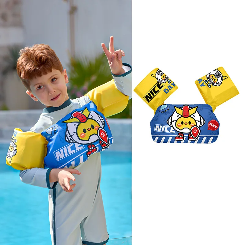 Baby Float Cartoon Arm Sleeve Swimsuit Foam Safety Adjustable Life Jacket Swimming Training Floating Pool Float Swimming Ring