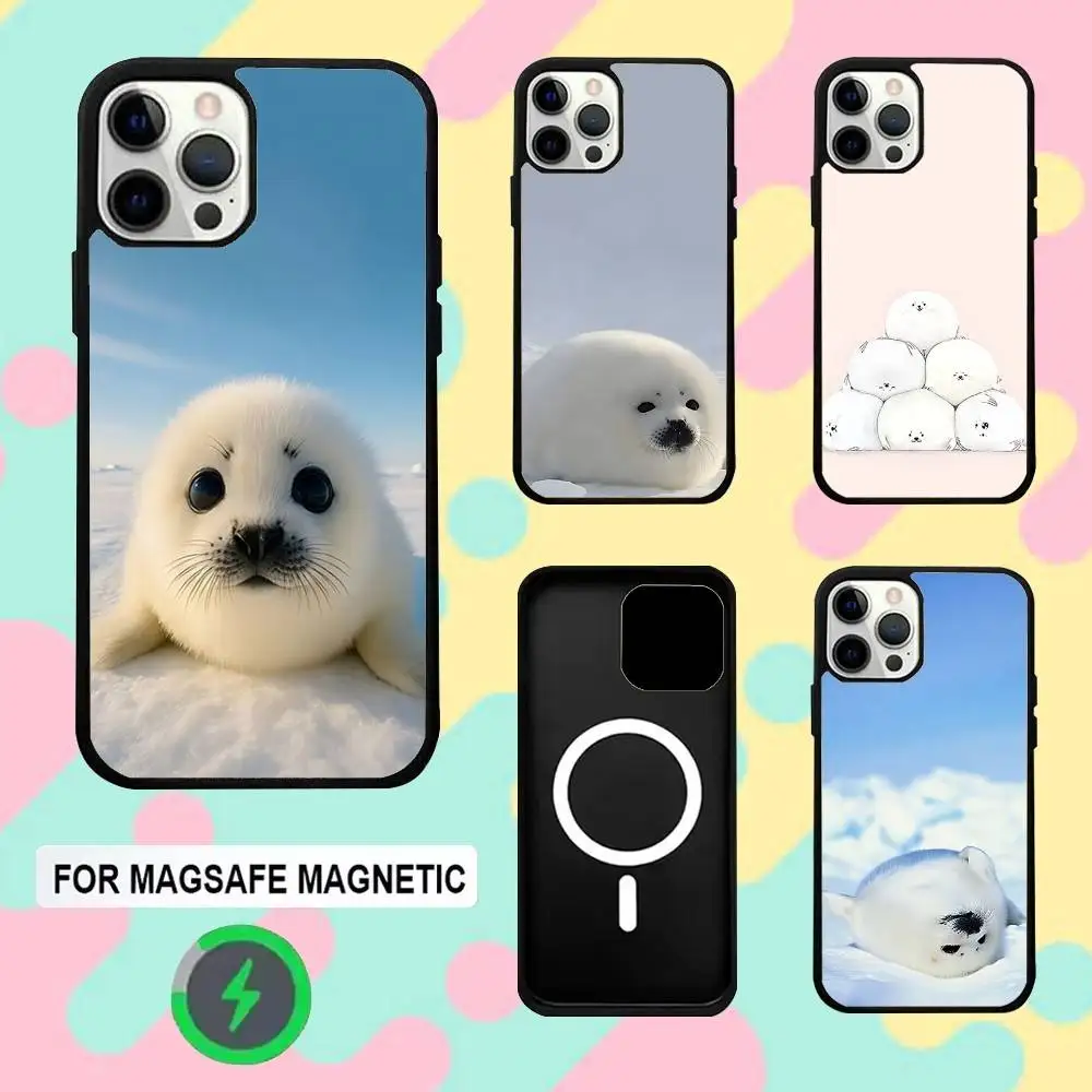 

Cute S-Seal Phone Case For iPhone 16e,16,15,14,13,12,11,Plus,Pro,Max,Mini Magsafe Magnetic Wireless Charging