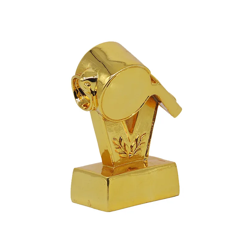 Football trophy, referee whistle award, gold-plated resin handicraft, best referee