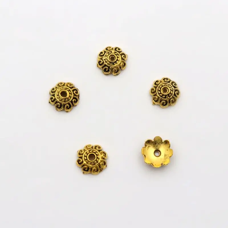 100Pcs 8x2.5mm Crimp Flower Retro Sun Sparer Loose End Beads Caps for Jewelry Making Finding Diy Accessories Component Wholesale