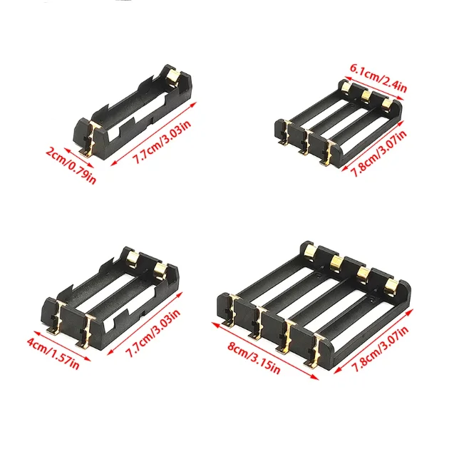 18650 Bateria Única/Dupla/Triplo/Quatro SMT 1 posição 2 posições 3 posições 4 posições Suporte de bateria banhado a ouro SMD