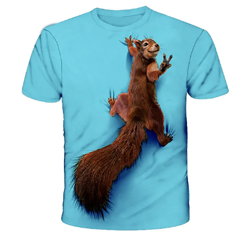 Fashion Funny Squirrel 3D Print T-Shirts Streetwear Men Summer Harajuku Casual Oversized O-Neck T Shirt Tees Tops Clothing