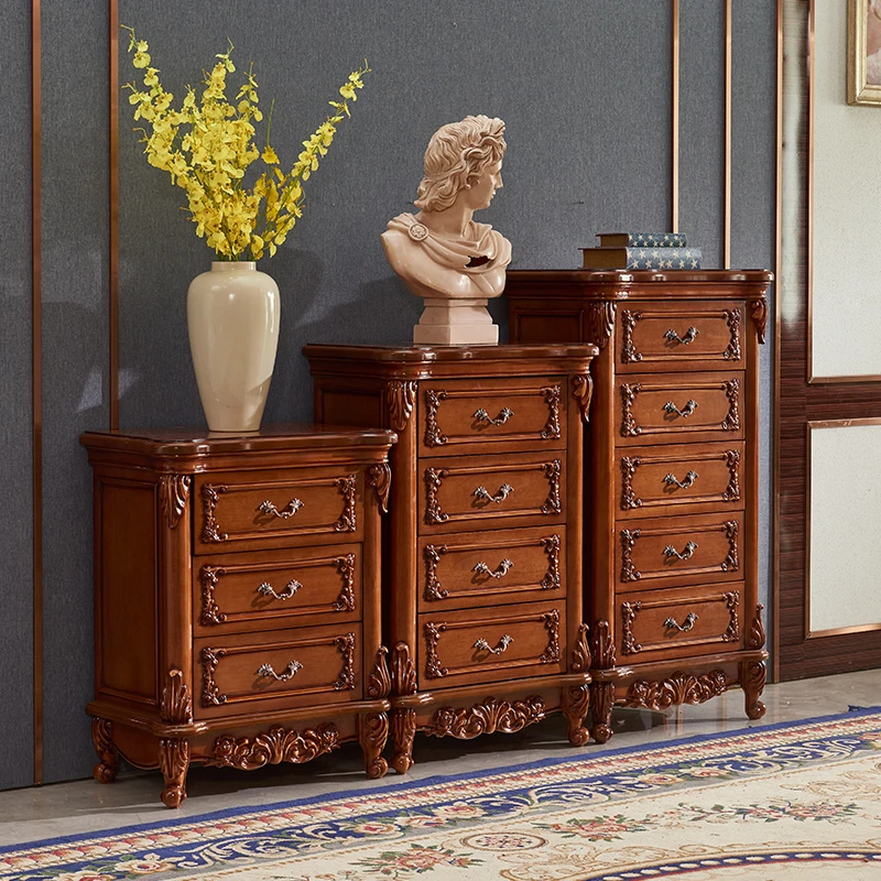 European cabinet solid wood chest chest living room wall locker American porch cabinet high cabinet bedroom drawer storage cabin