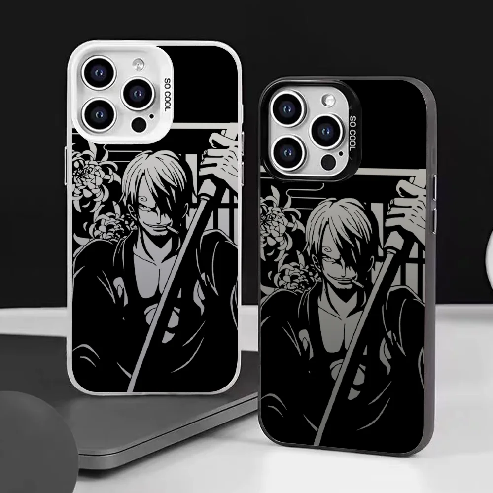 1PC Anime Sanji Fanart Phone Case Phone Case IMD Color Silver Shell For IPhone 16 15 14 13 12 11 Pro Max Plus