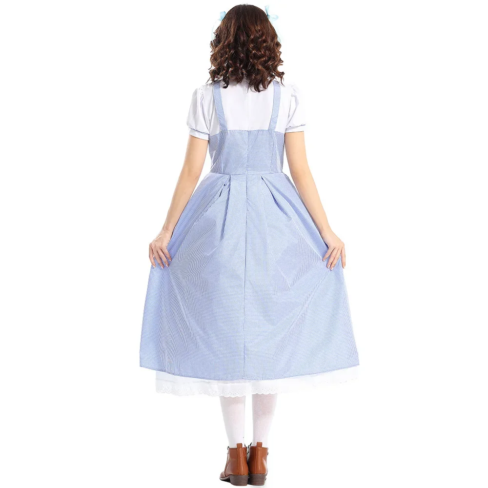 Disfraces de mujer Mago de Oz Dorothy Alice Cosplay azul a cuadros Pastoral vestido de sirvienta carnaval Halloween Sexy Vintage vestidos de fiesta