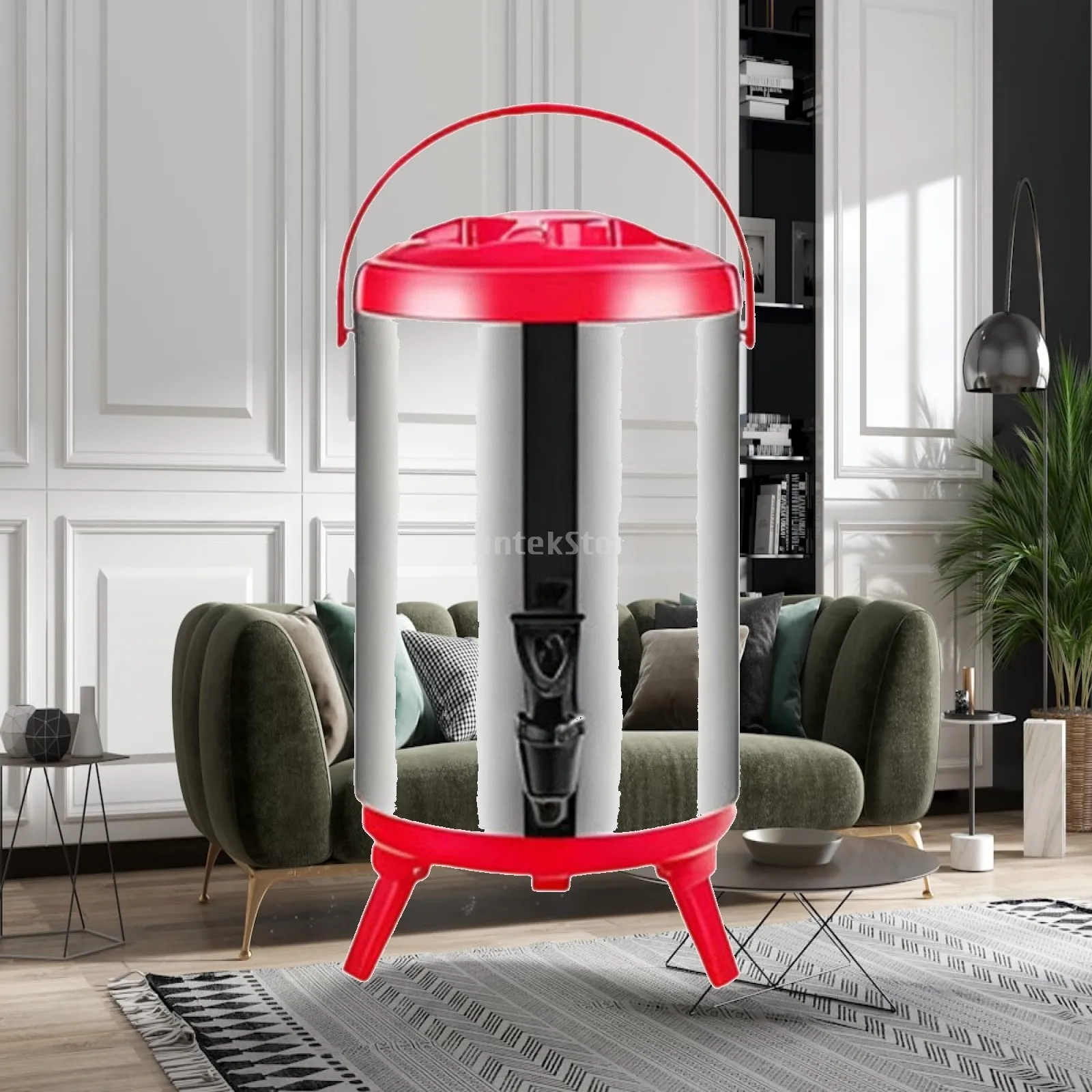 Insulated Stainless Steel Dispenser Bucket with Leak Resistant Spigot for Coffee Milk Tea and Juice