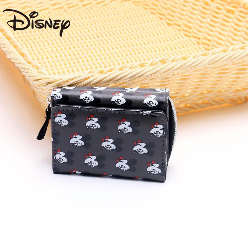 

MINISO Disney Mickey Pu Leather Folding Short Wallet Zipper Change Storage Bag Card Package ID Package Integrated