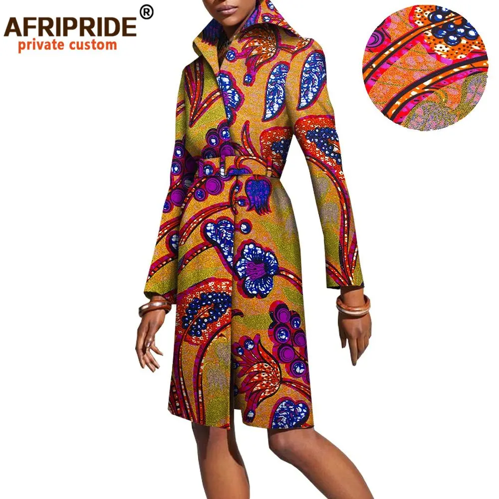 Mantel Wanita Pakaian Afrika untuk Wanita Pakaian Ankara Pakaian Print Jaket Pakaian Luar Lengan Panjang Pakaian Dashiki Fashion A1824003