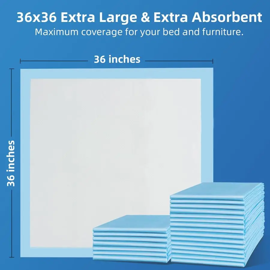 Count Extra Large Chucks 36x36 Thicken Elderly Adults Incontinence Bed Pads Disposable, Heavy Duty Absorbency Underpads Waterpro
