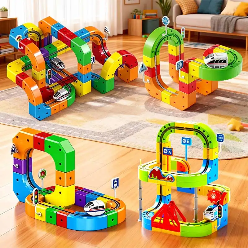 Train de piste magique USB Rechargeable 3D, rails cubiques orbétiques stéréoscopiques, jouets éducatifs STEM, cadeau d'anniversaire pour enfant