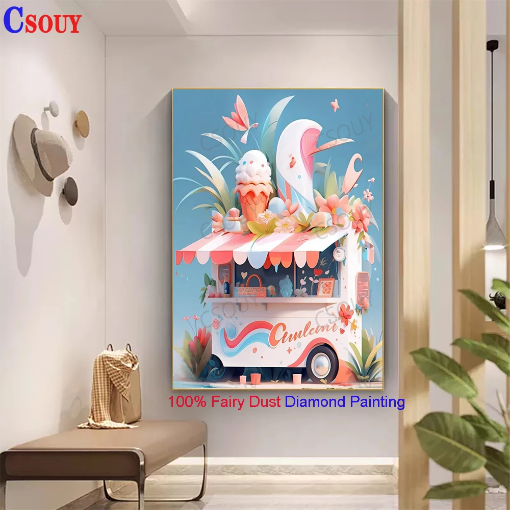 

100% Fairy Dust Diy Diamond Painting Cross Stitch Art House Color Flower Embroidery Square Mosaic Home Decor Needlework Crystal