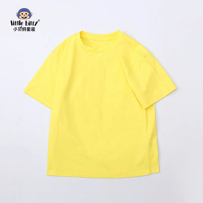 

Summer24New Children's Clothing Boys' Short SleeveTT-shirt Girls' Pure Cotton Children's Simplicity Solid Color Children Teens T