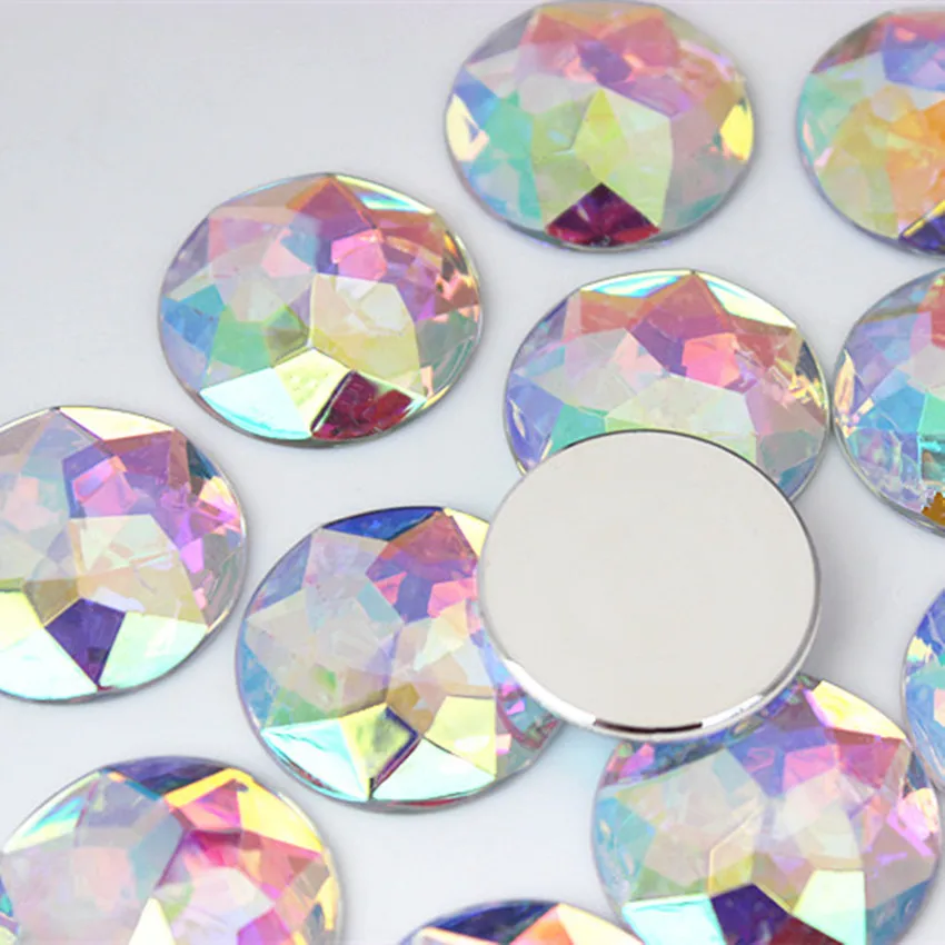 Micui 10pcs 30mm Multicolor Round Acrylic Rhinestones Crystal Flatback Rhinestones Stones For Strass Clothing Decorations MC562
