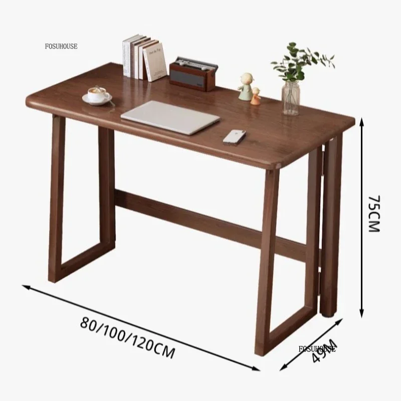 مكتب قابل للطي من الخشب الصلب - مكتب كمبيوتر حديث للمساحات الصغيرة، طاولة ألعاب محمولة وطاولة دراسة لغرفة النوم، طاولة مكتب، أسطوانة #6