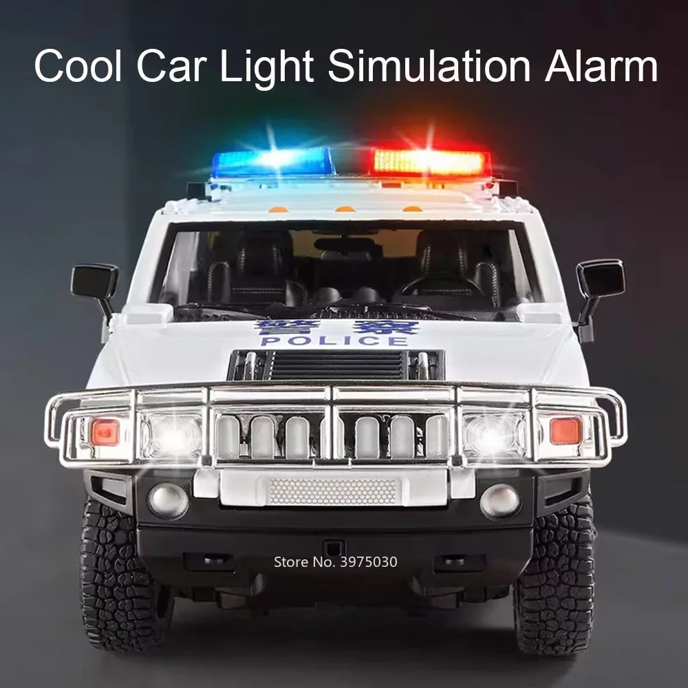 1:18 liga hummer h2 brinquedos modelos de carros de polícia 6 portas abertas motor de incêndio com música leve veículos em miniatura presentes para crianças pequenas