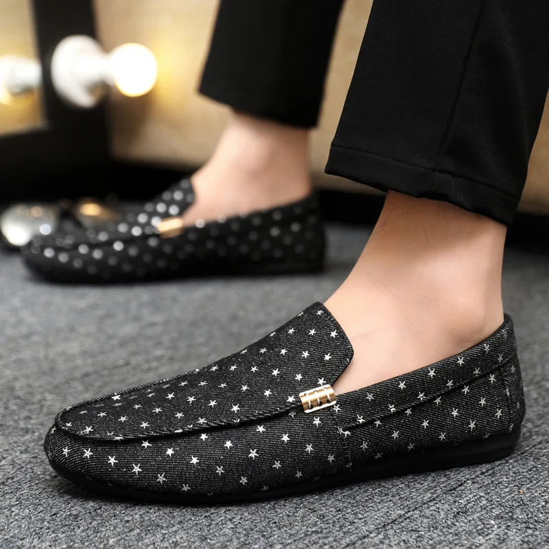 

Summer Flat Casual Shoes Men Canvas Loafers Lightweight Breathable Slip-on Shoes Man Comfortable Non-slip Men's Driving Shoes