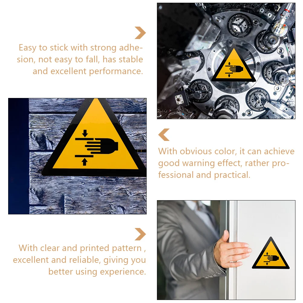 

2 pcs Stickers Warning Labels for Warehouse School Adhesive Hand Safety Labels Traffic Safety Hand Crushing Decal PP Material