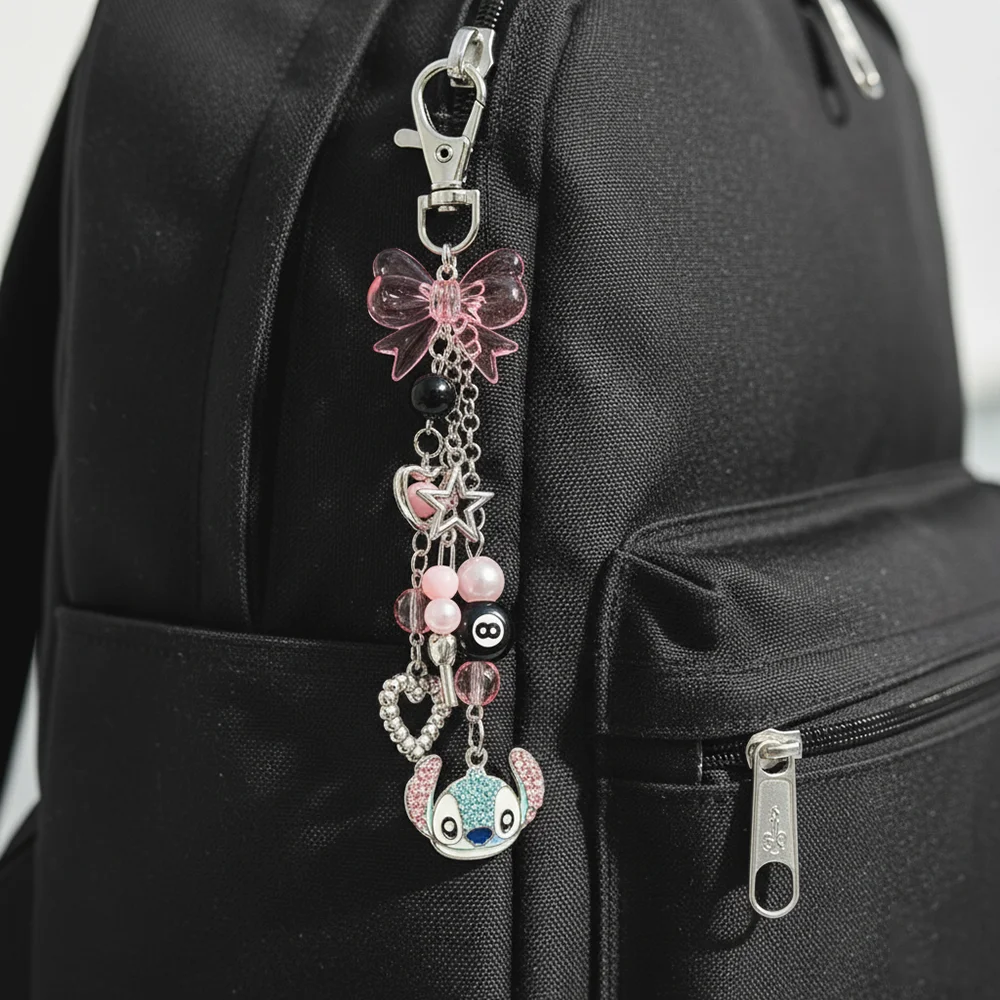 Y2K Stitch sleutelhanger charme boog hart ster hangers Kawaii Goth tas ketting schattig accessoire voor trendy tassen