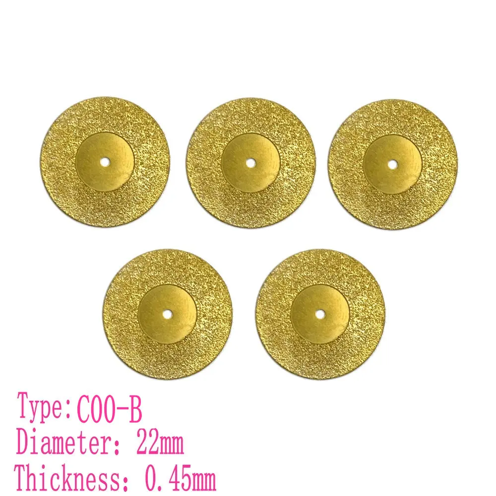 5pcs Dental Diamond Disc Disks Double Sided Grit Cutting Disc Tool Thickness 0.45mm Dental Lab Gold Type