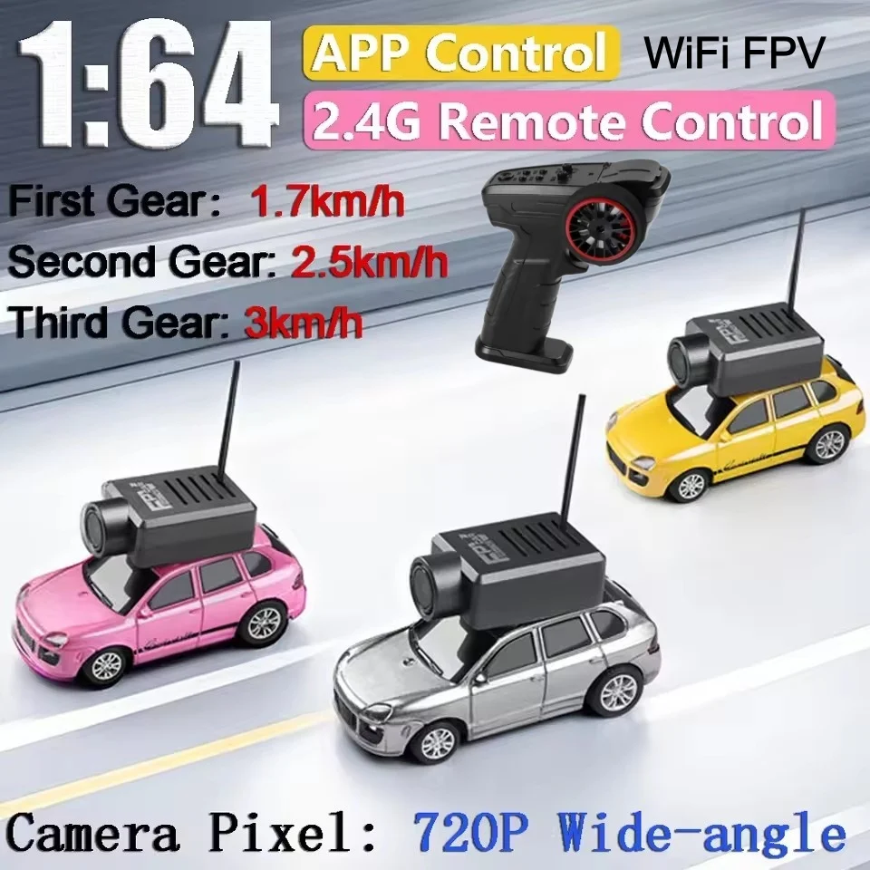1:64 MINI Portable HD Camera WIFI FPV Remote Control Truck 2.4G Fixed Speed Cruise LED Lighting Speed Adjust APP Control RC Car
